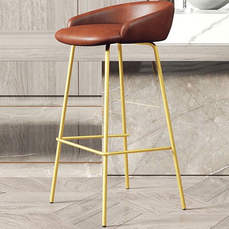 Modern Armless Backrest Counter Stool Iron Bar Stool with Cushion for Milk Tea Shop
