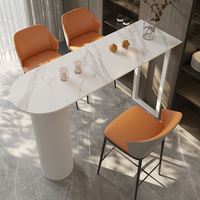 Modern Sintered Stone Bistro Bar Table Double Pedestal Bar Table