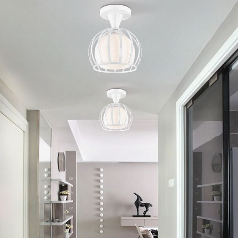 Metalen bol frame semi spoelplafondlicht moderne eenvoud stijl verlichting lamp voor slaapkamer gangpad