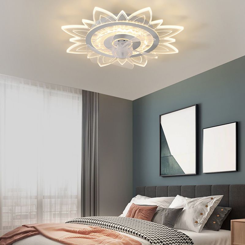Weiße ultradünne Deckenventilator Leuchte Einfachheit Acryl LED Semi Flush Mount Light für Schlafzimmer