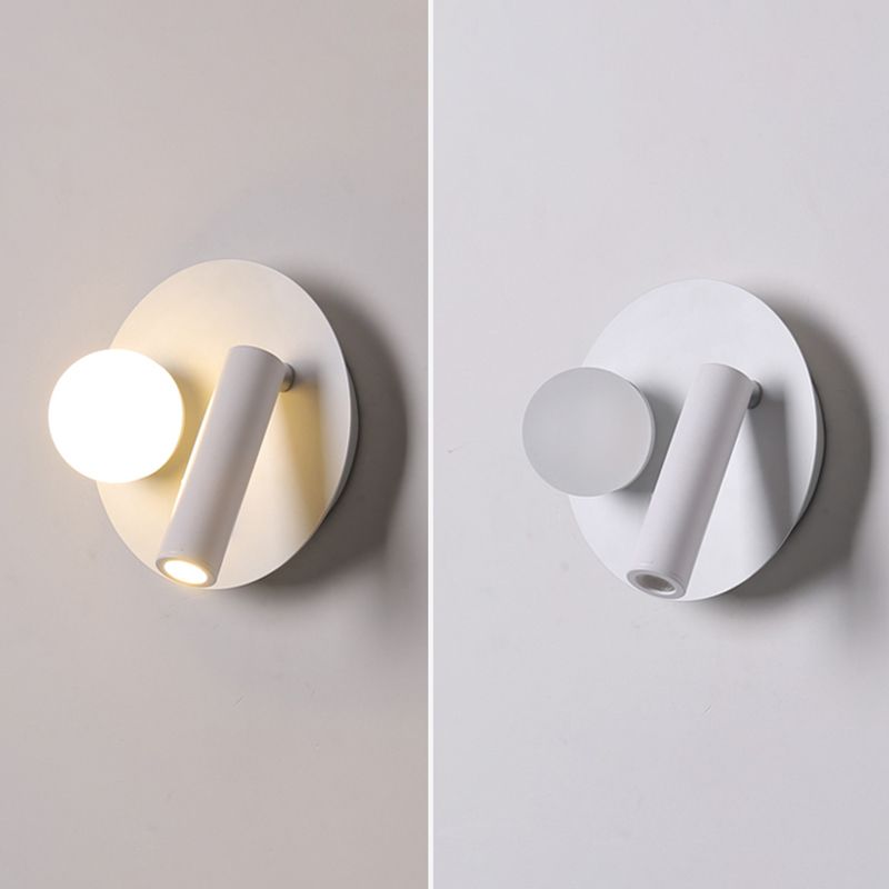 Modern Metal Wall Light Geometric White 2 Lights Reading Wall Sconce for Bedroom