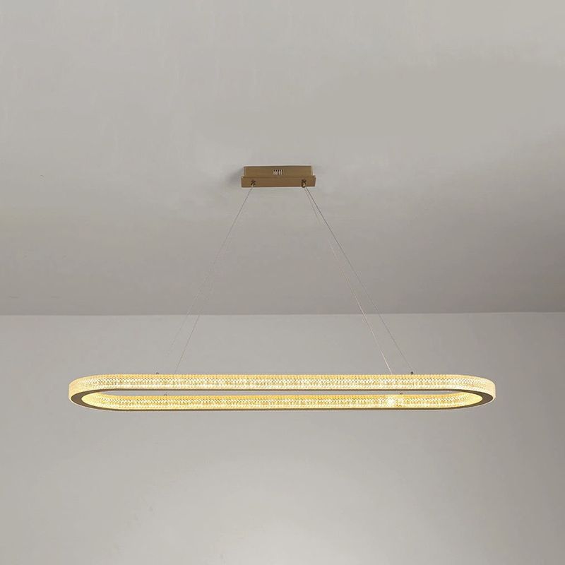 Estilo moderno colgante colgante en forma de metal ovalado 1 luz de la luz de la luz en oro