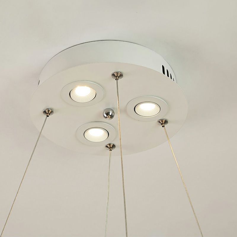 Feather Circle Chandelier Light Fixture Nordic Pendant Lighting Fixture in White