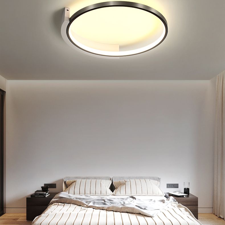 19.6" Wide Round Simplicity LED Ceiling Light Metal + Silicone Light Guide Bar Contemporary Style Lighting Fixture