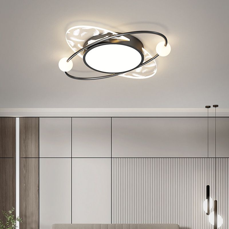 Contemporary Metal LED Flush Light Fixture Geometric Ceiling Flush Mount for Bedroom