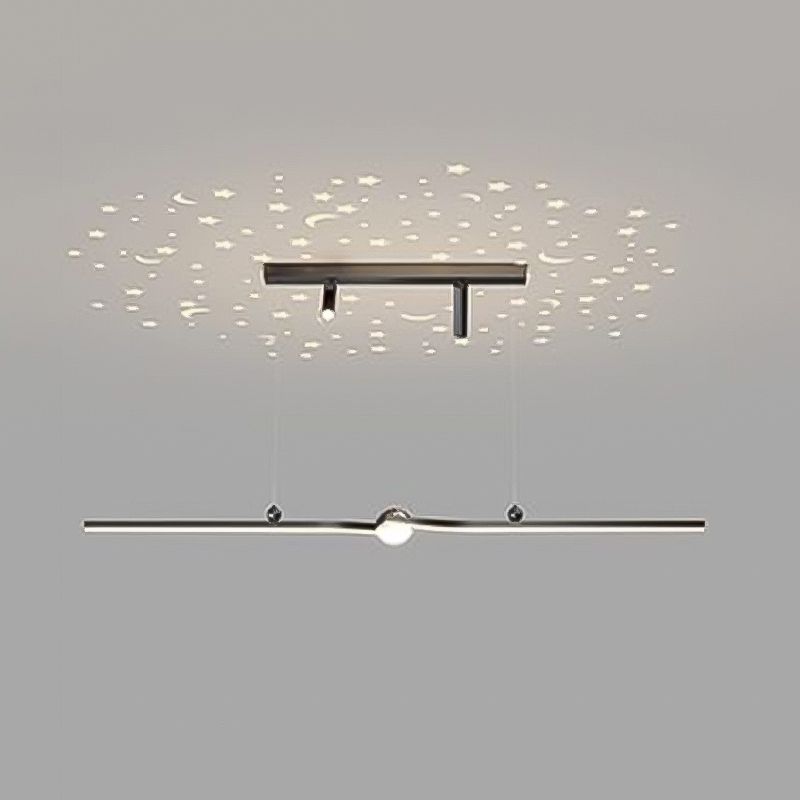 Modern Aluminum Chandelier Lamp Linear LED Island Pendant for Dining Room