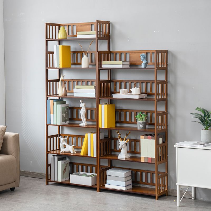 Contemporary Open Back Bookshelf Standard Bamboo Bookcase for Home Office