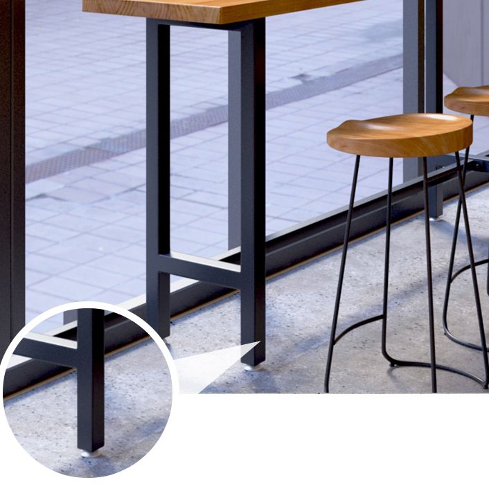 1/4/7 Pieces Industrial Iron Bar Table Set Rectangle Pine Wood Bistro Set with Footrest