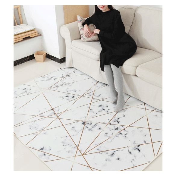 Trendy Marble Surface Print Rug Contemporary Creative Area Rug Polyester Friendly Washable Carpet for Home Decoration