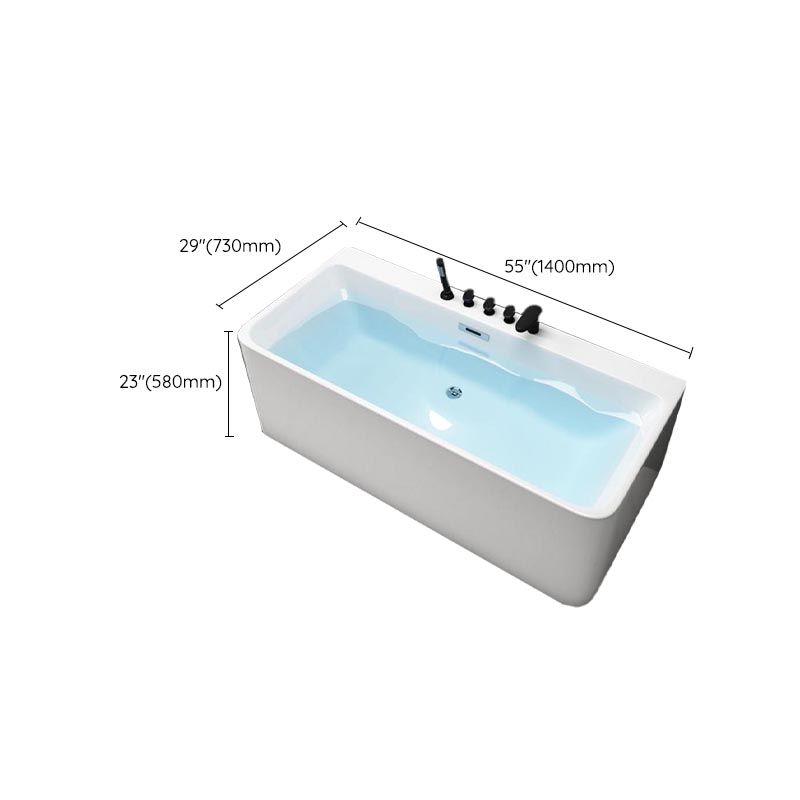 Modern Rectangular Bath Tub with Drain and Overflow Trim Bathtub