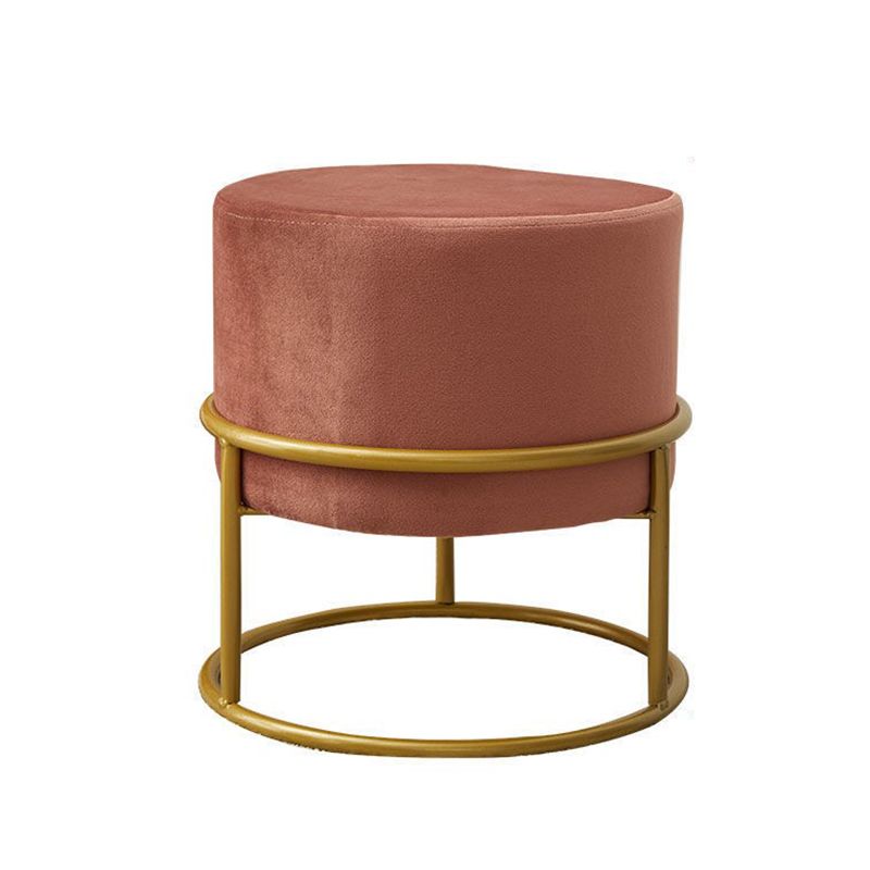 Mildew Resistant Ottoman Pure Color Modern Upholstered Velvet Round Ottoman