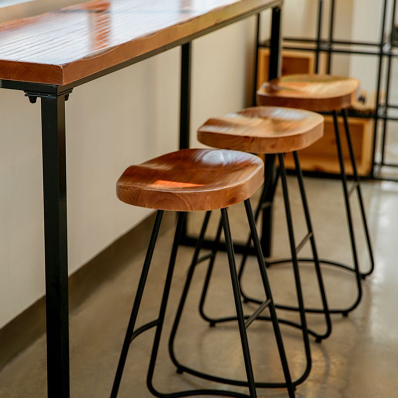 Industrial Bar Height Table Solid Wood Top BistroTable for Patio Use