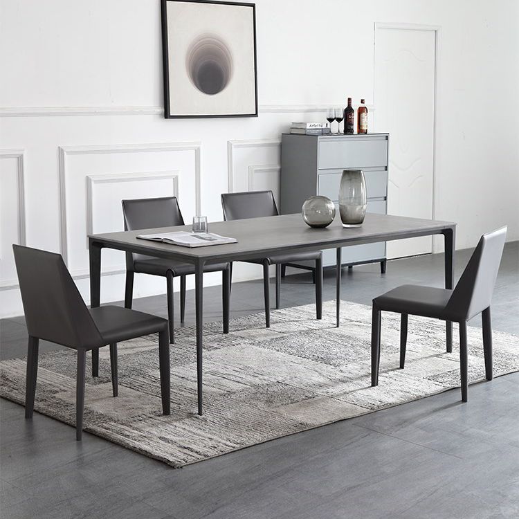 1/3/4/5/7 Pieces Modern Dining Set with Grey Top Table and Leather Chairs Dinette Set