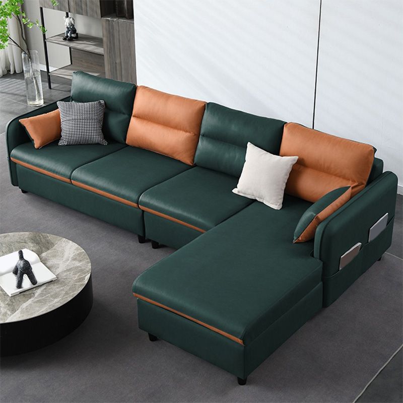 Modern Faux Leather Sectional Square Arm for Living Room with Storage
