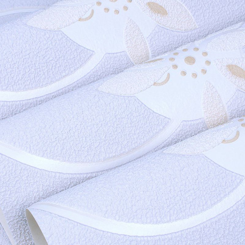 Farmhouse Pastel Color Flock Wallpaper Embossed Swirling Flower Non-Pasted Wall Art