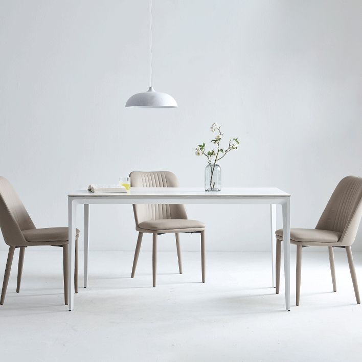 Leather Dining Chair Minimalist Style Armless Solid Back Chair for Home