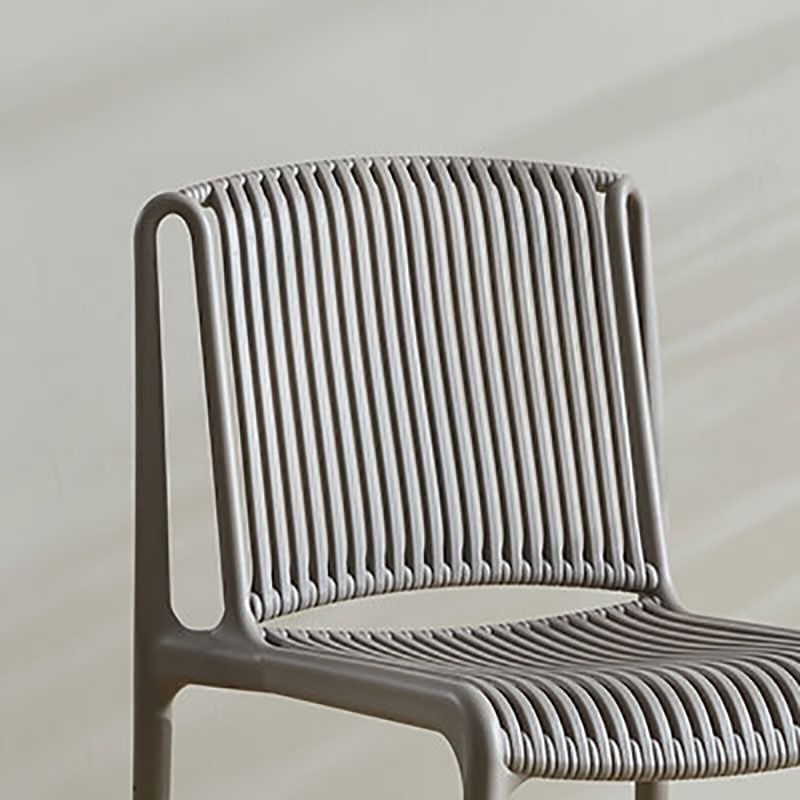 Silla sin brazos de comedor de plástico de estilo contemporáneo, respaldo abierto, sillas laterales para el hogar