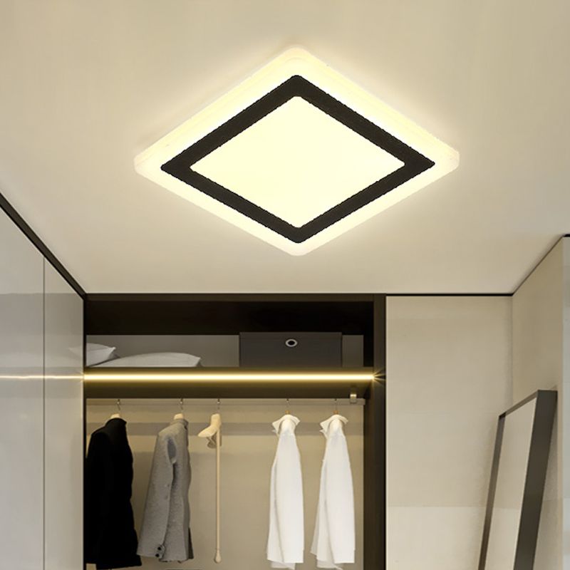 Plafonnier LED de forme carrée en fer moderne, 1 lumière, montage encastré pour allée et balcon