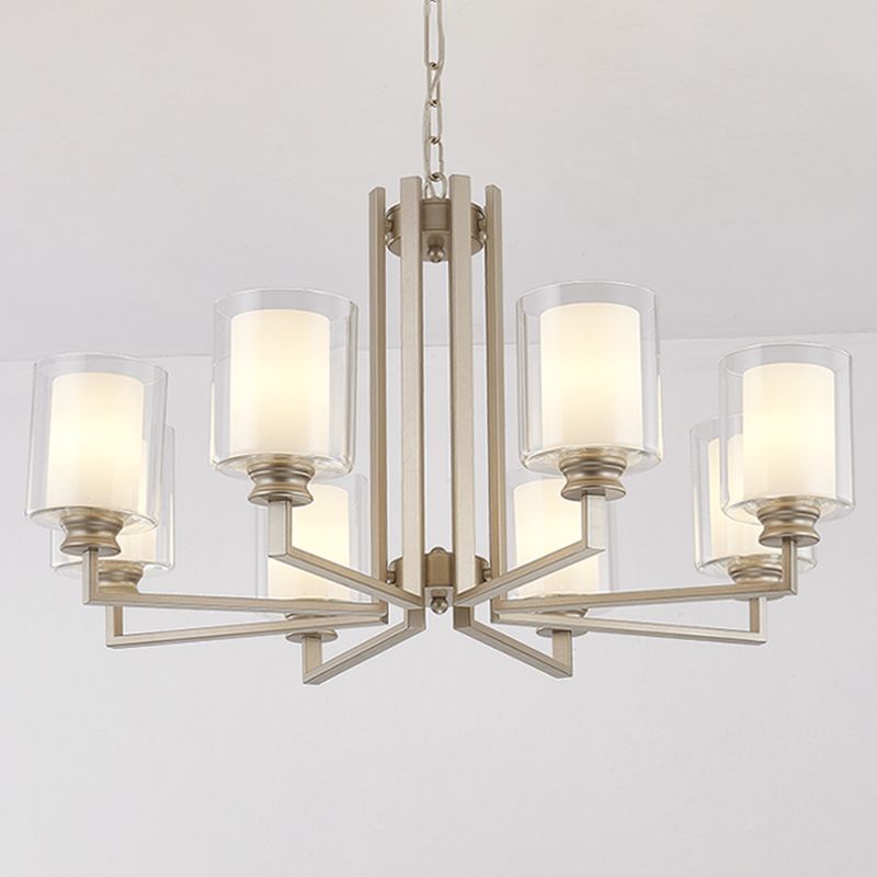 Cilinderglas kroonluchter verlichtingsarmaturen multi -lichten moderne stijl hanglamp in goud in goud