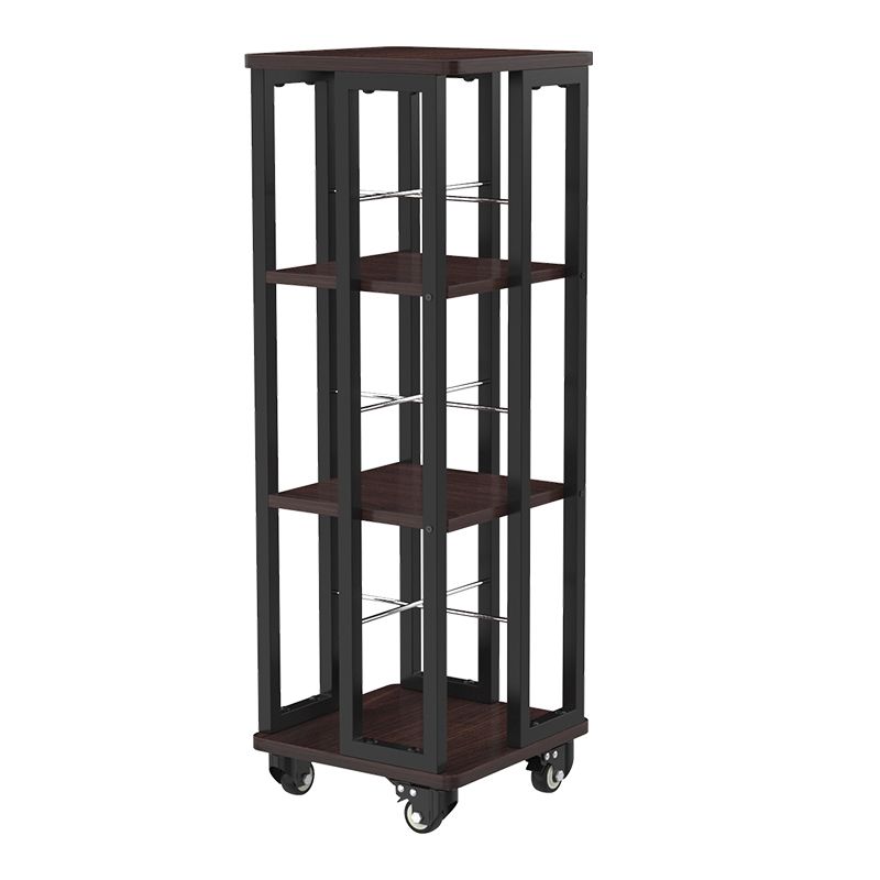 Contemporary Standard Shelf Metal Shelf Bookcase with Casters