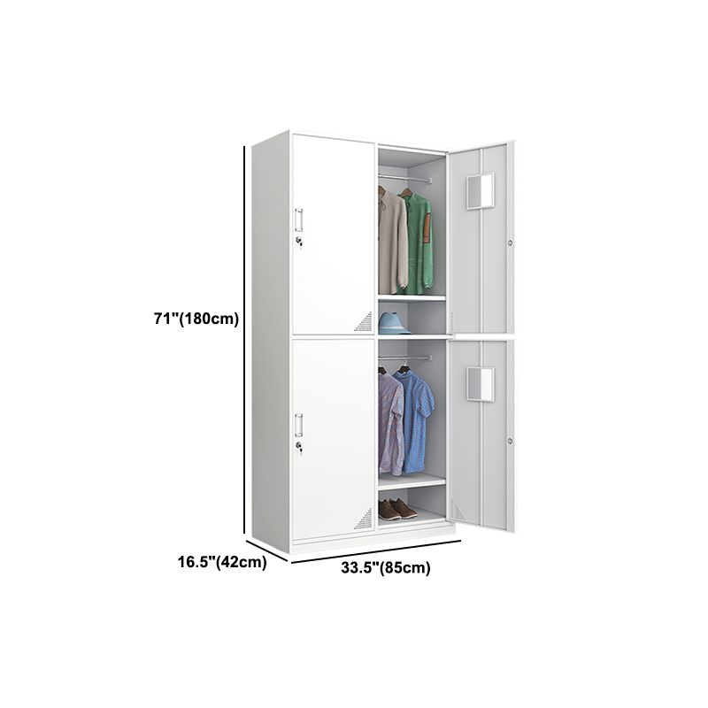 White Steel Wardrobe Cabinet Contemporary Style Wardrobe Armoire