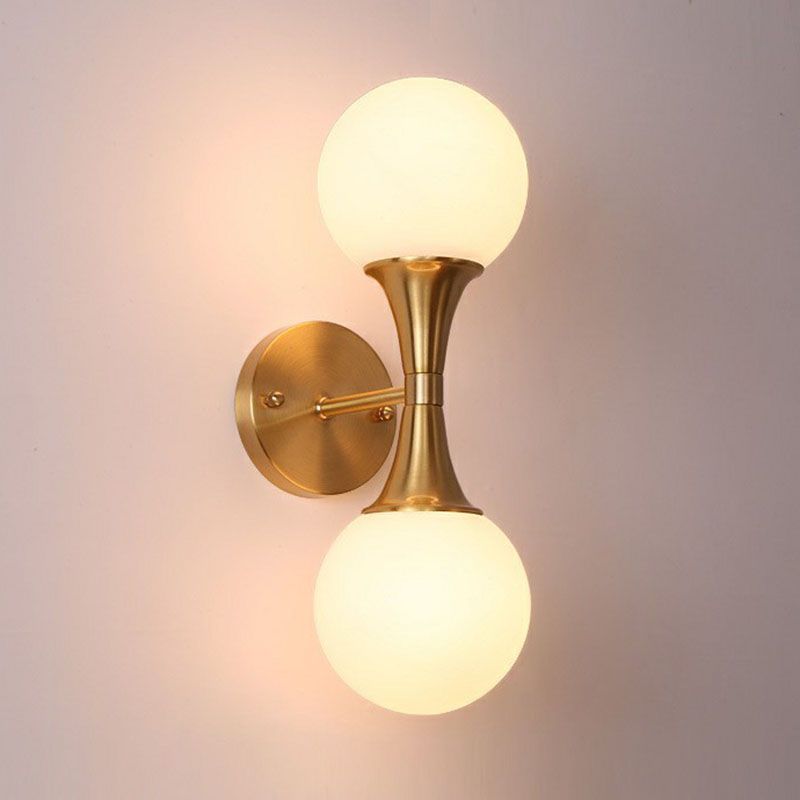 Spherical Sconce Wall Lighting Postmodern Milk Glass Living Room Wall Lamp in Gold