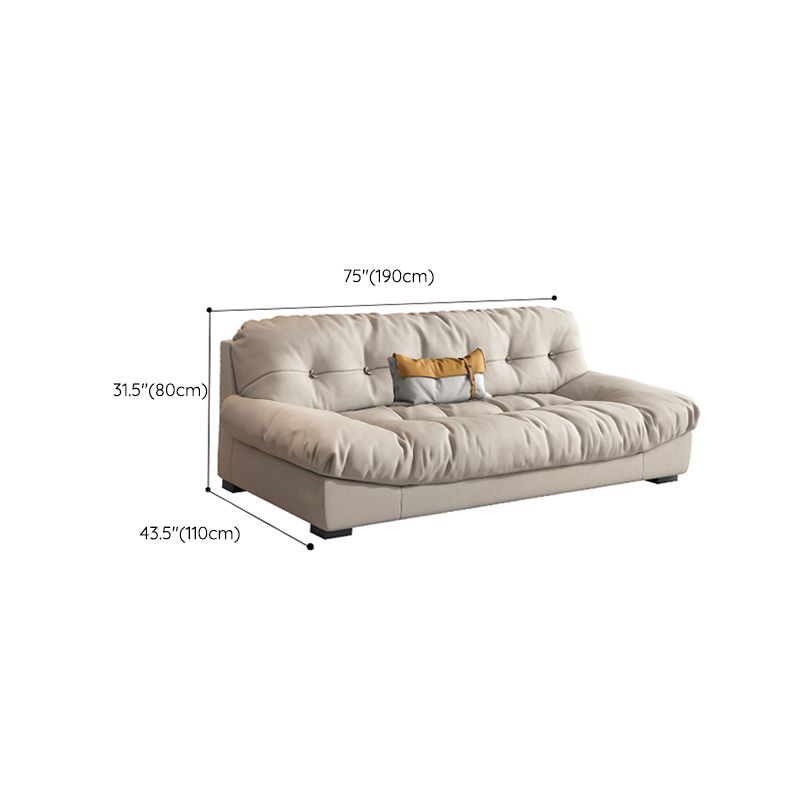 Contemporary Faux Leather Minimalist Sofa and Chaise Pillow Top Arm Cushions Sofa