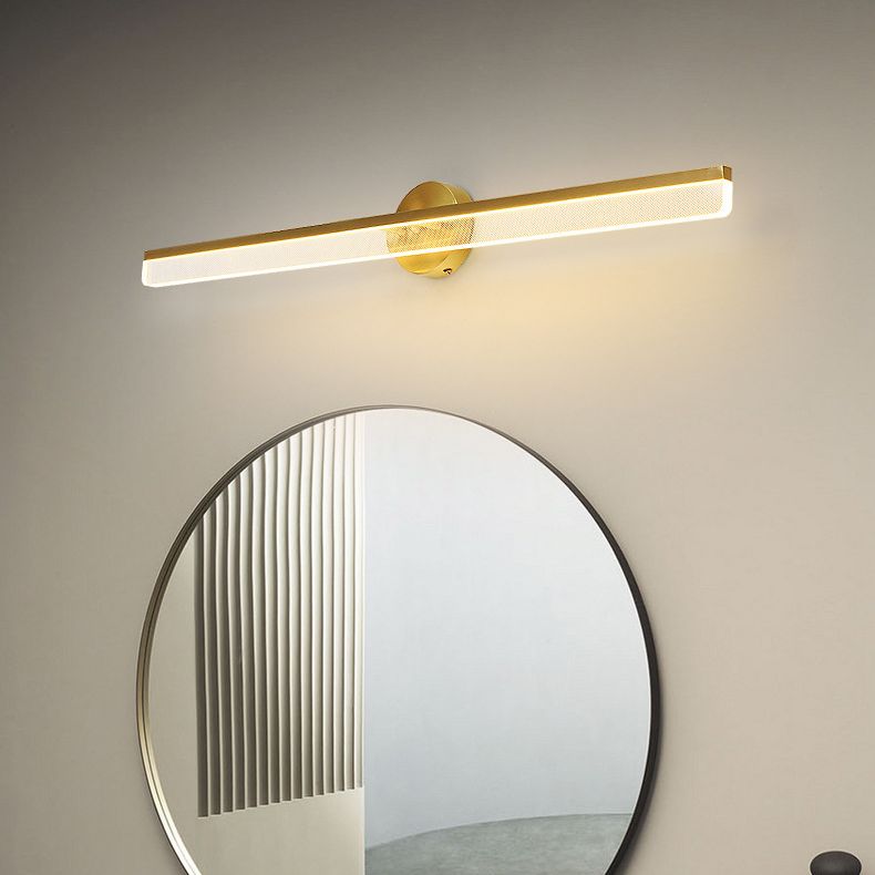 Moderna pared de latón espejo montado en la pared delantero LED Rectangle Lighting para tocador para tocador