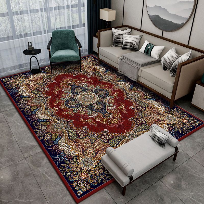 Traditioneller Stammespatten Teppich rot Polyester Gebiet Teppich nicht rutscher Backing Teppich für Wohnkultur