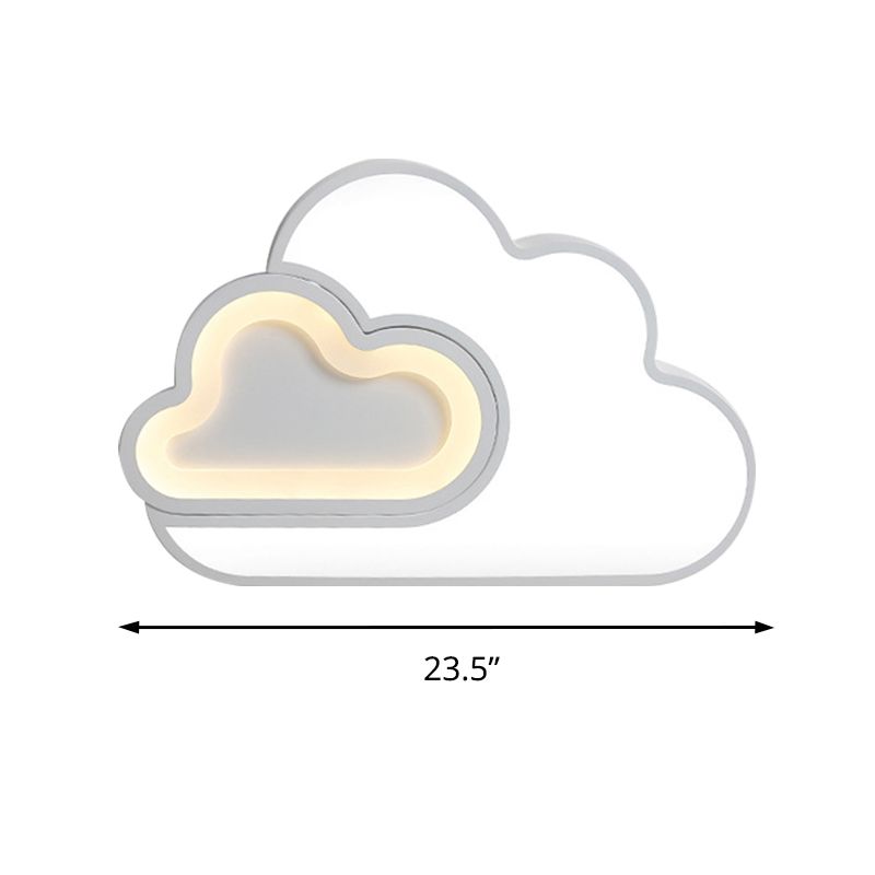 Flat Cloud LED-plafondmontagelamp, hedendaagse acrylplafondlamp in wit voor kinderslaapkamer