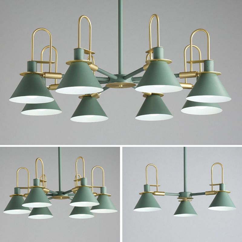 Conical Chandelier Pendant Light Minimalist Style Metal Living Room Suspension Light