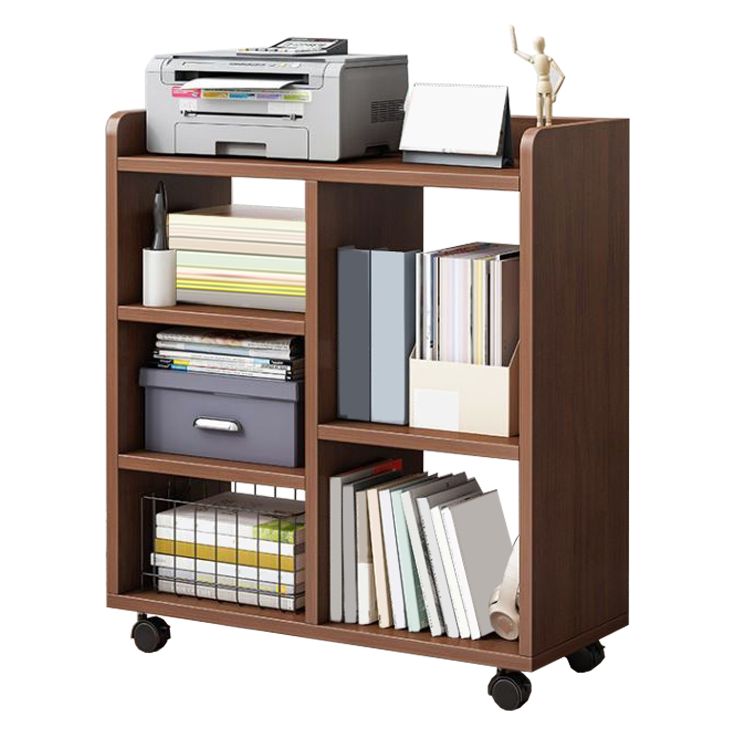 Contemporary Standard Bookshelf Engineered Wood Bookcase with Caster