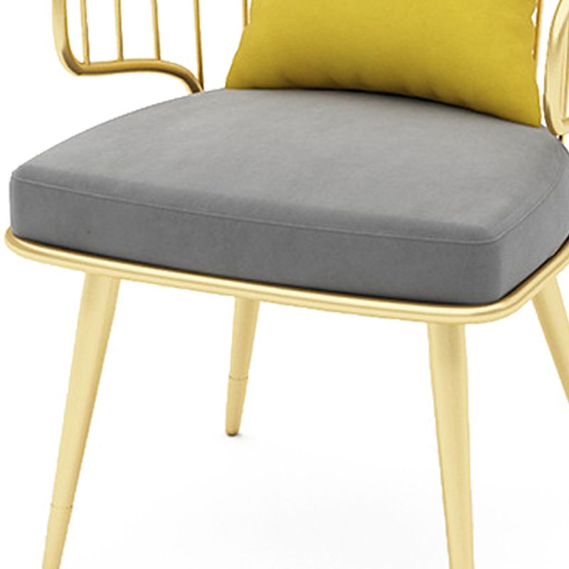 Contemporary Kitchen Dining Armchair Metal Side Dining Chairs in Gold