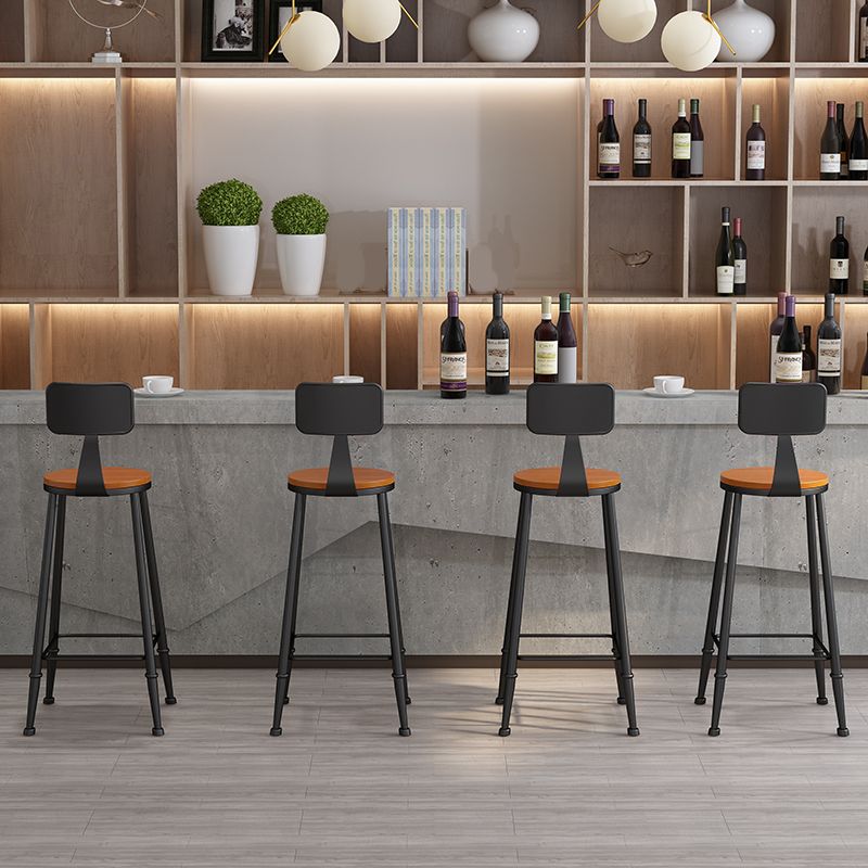 Modern Armless Counter Stool Iron Kitchen Bar Stool with Seat and Pedal