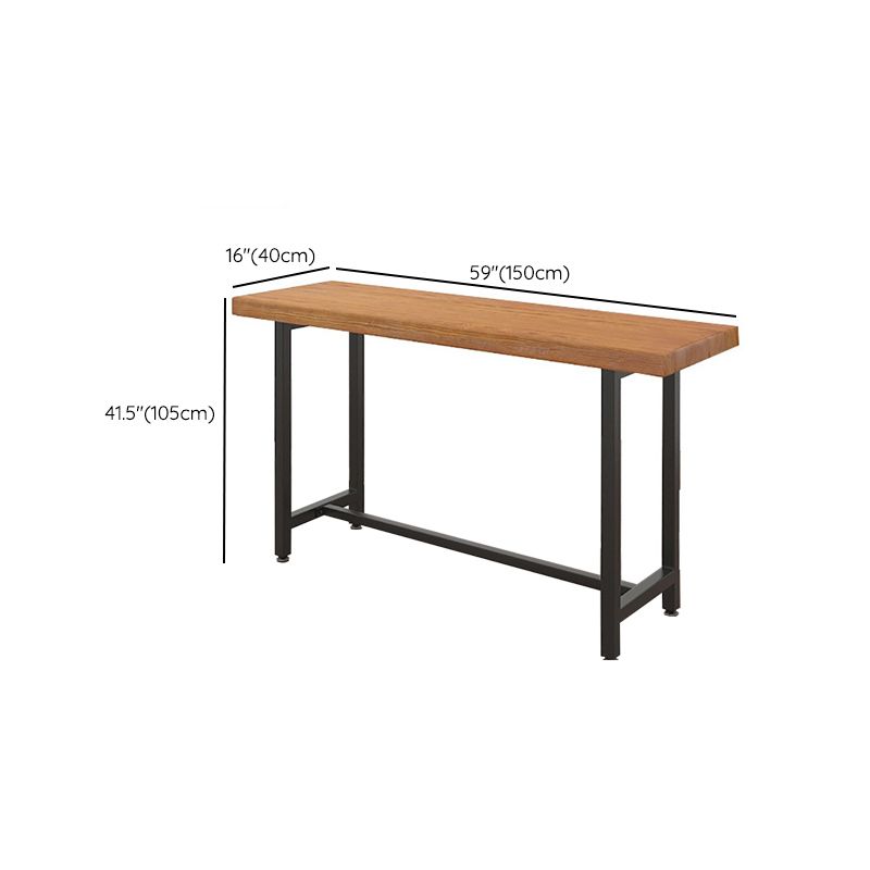 Modern Bar-height Table Solid Wood Top Table with Black Base