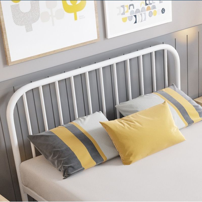 Contemporary Metal Slat with Headboard Rectangular with Metal Legs Slat Bed