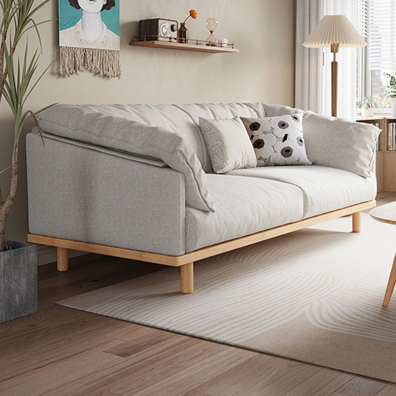 Living Room Cotton Couch Pillow Top Arm Sofa with Solid Wood Legs