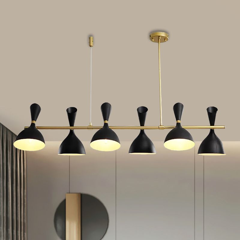 Corna di corno metallico Isola Light Dining Room 4/6 Luci lampadario a sospeso nordico in nero/bianco
