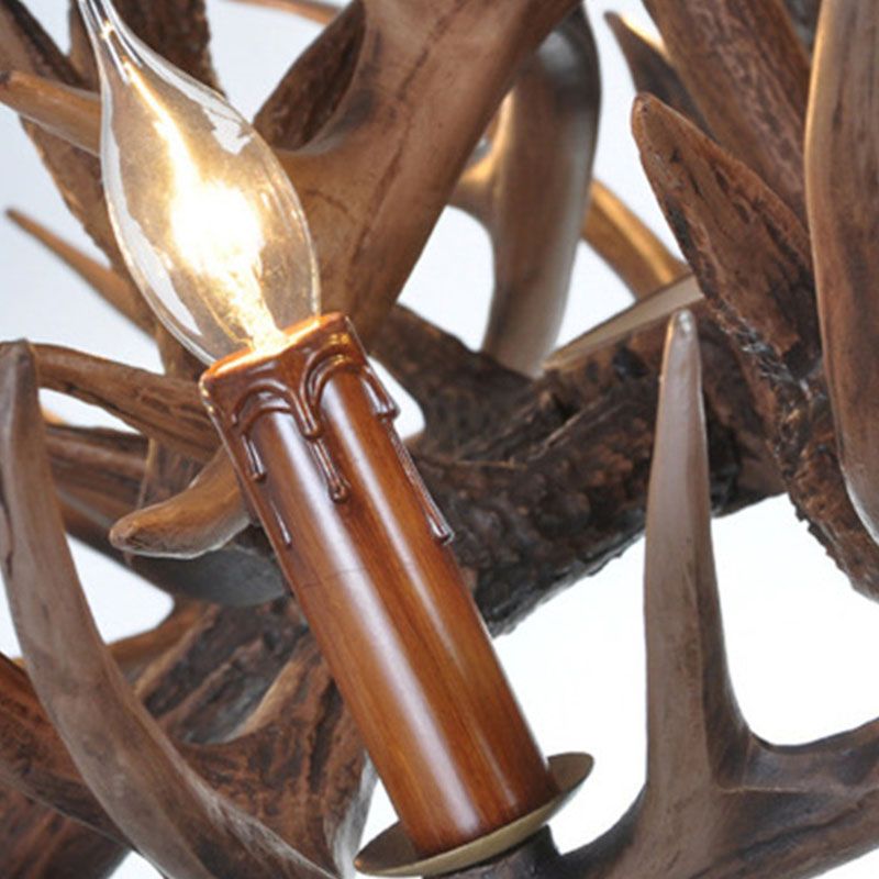 Luz de lámpara de resina de resina de cuerno de ciervo rústico para sala de estar para sala de estar