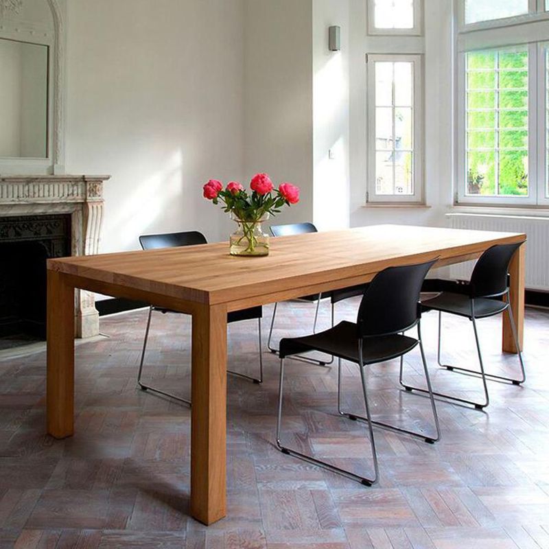 Mesa de rectángulo de madera de pino mesa de comedor moderna con 4 patas para restaurante