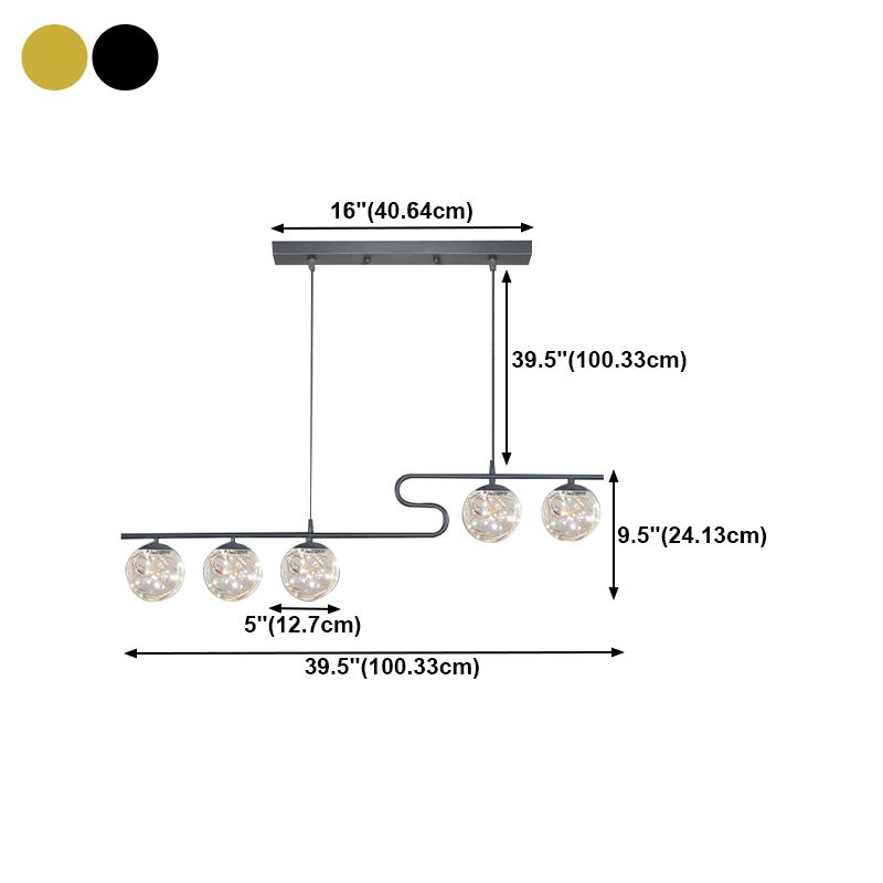 Modern LED Hanging Light Glass Round Island Light Fixture for Kitchen