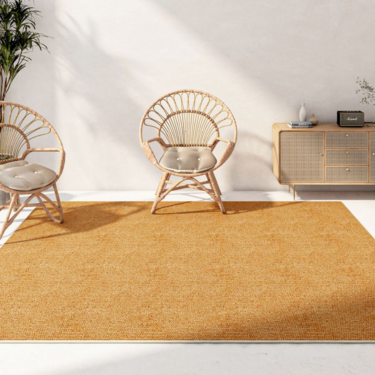 Tapis moderne Beige, couleur Pure, en Polyester, avec envers antidérapant, pour la décoration de la maison