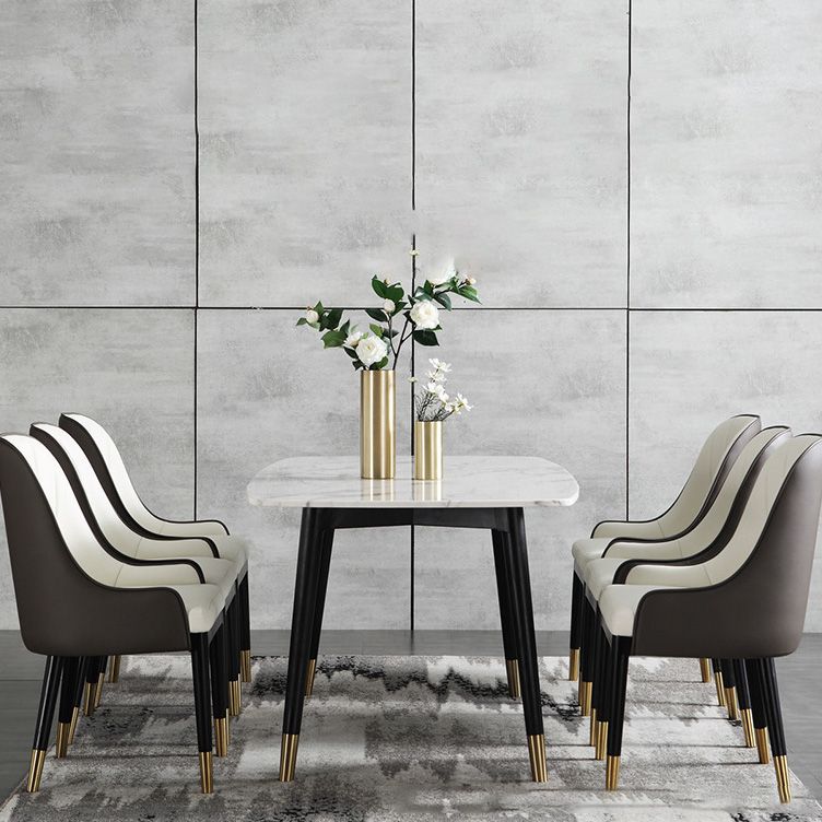 Industrial Upholstered Dining Chairs Parsons Chair in Black Legs