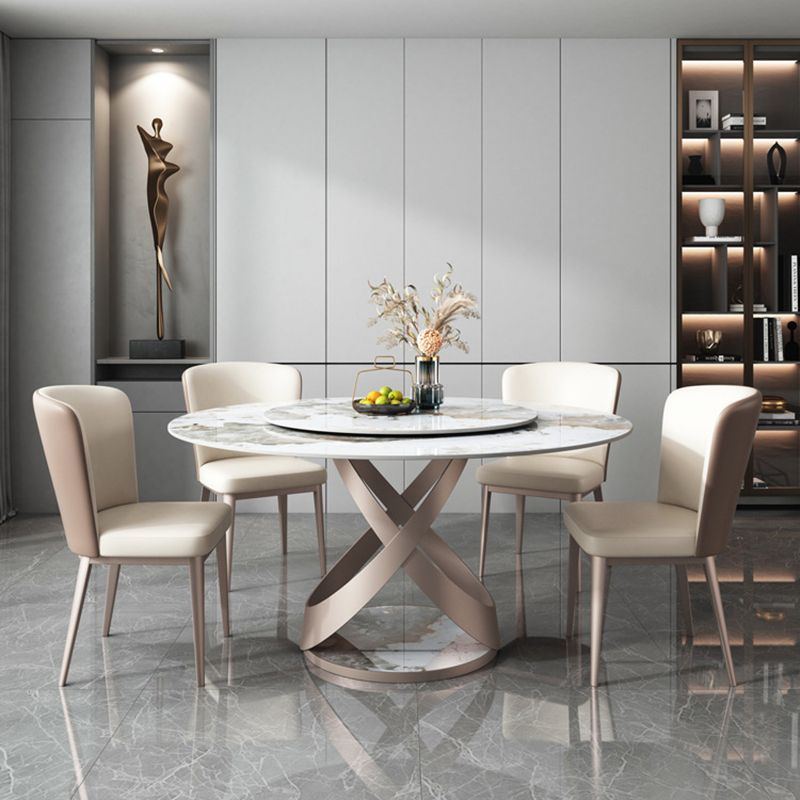 Contemporary Metal Dining Chair Faux Leather Armless Dining Chair for Home Use