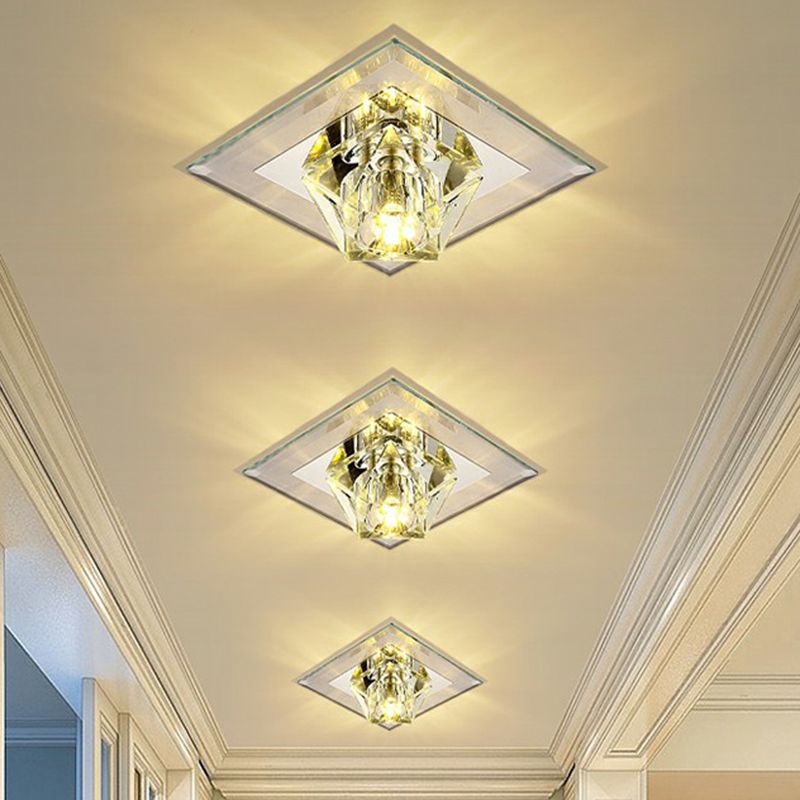 Plafonnier LED en forme de pierre précieuse artistique, luminaire de plafond en cristal pour couloir
