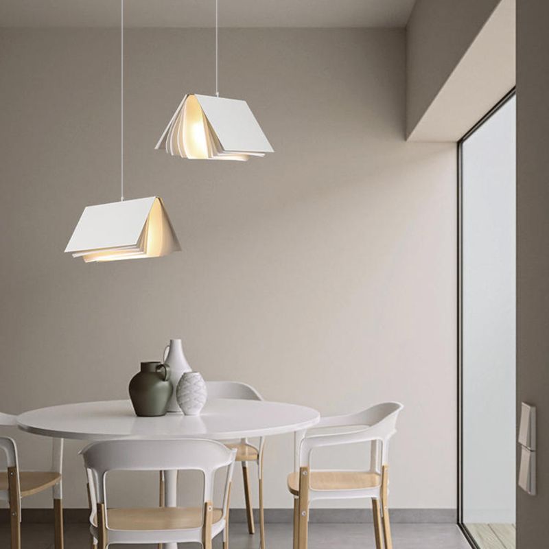 Accongo rettangolare illuminazione appesa Fabric di stile moderno 1 lampada a sospensione leggera per ristorante