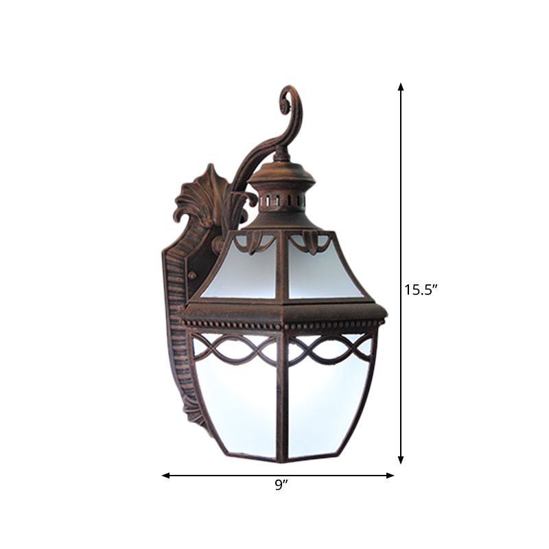 1 testa Opal Glass Wall Montated Lamp Lodge Rust Rust Outdoor Lantern Am Wall Sconce Illuminazione