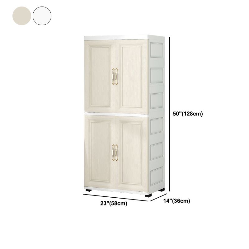 Beige and White Wardrobe Armoire Contemporary Style Plastic Wardrobe Cabinet