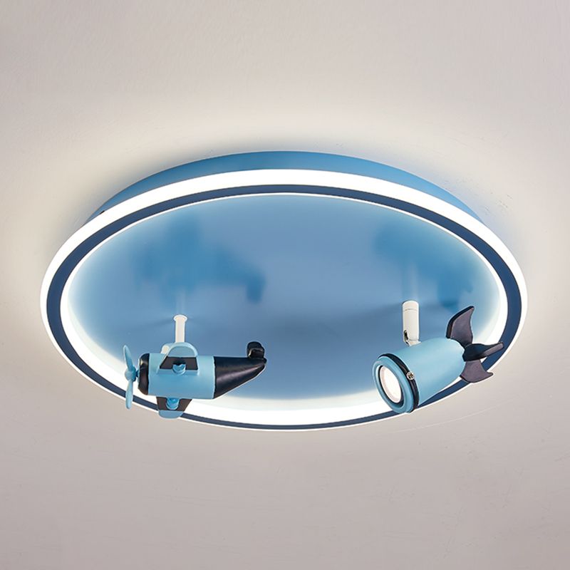 Plafonnier LED en acrylique bleu à 1 lumière, plafonnier arrondi créatif pour chambre d'enfant