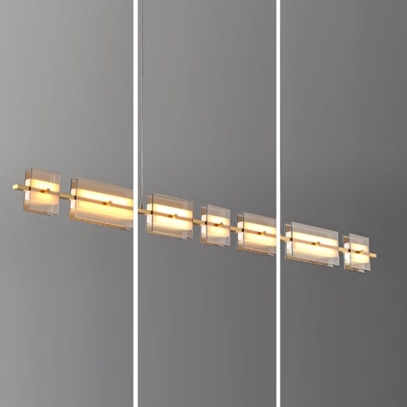 LED Island Light Multi Lights Island Hanging Light with Glass Shade for Dining Room